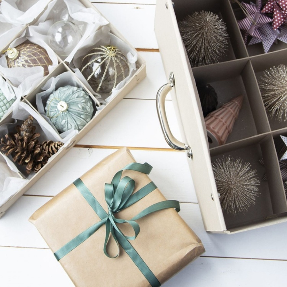 Förvaringslåda för Sortering, 32 fack, ORNAMENT BOX, 50 x 37 x H 27,5 cm, Nature i gruppen Förvaring / Förråd- och garageförvaring hos SmartaSaker.se (40795)