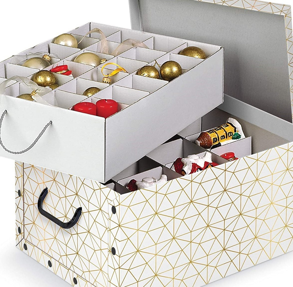 Förvaringslåda för Sortering, 40 fack, JULKULOR, 50 x 39 x H24 cm, Vit / Guld i gruppen Förvaring / Förråd- och garageförvaring hos SmartaSaker.se (40796)