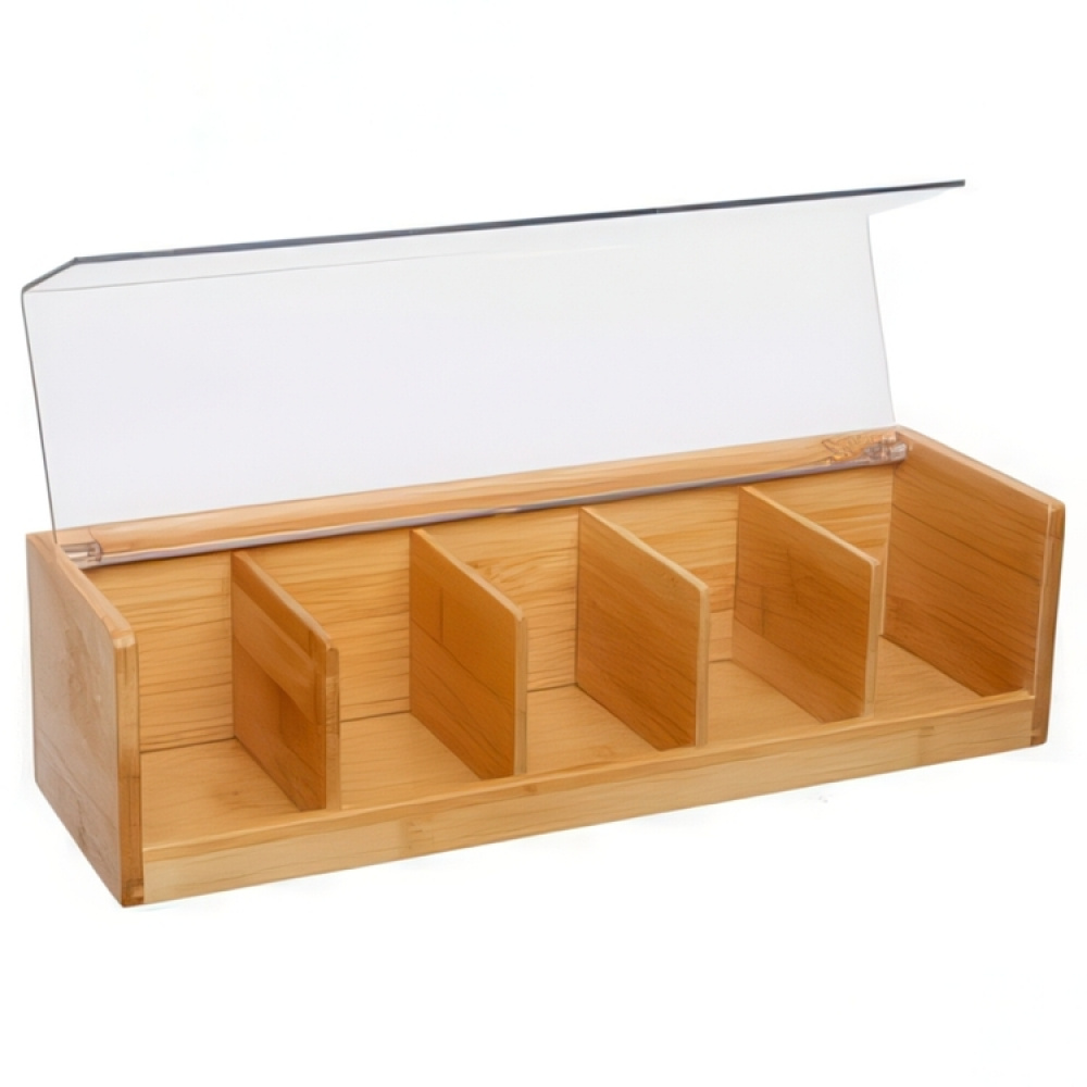 Förvaringslåda för Sortering, Avlång, BAMBOO TEA BOX, 5 fack, 36 x 11 x H 9,5 cm, Natur / Klar i gruppen Förvaring hos SmartaSaker.se (40797)