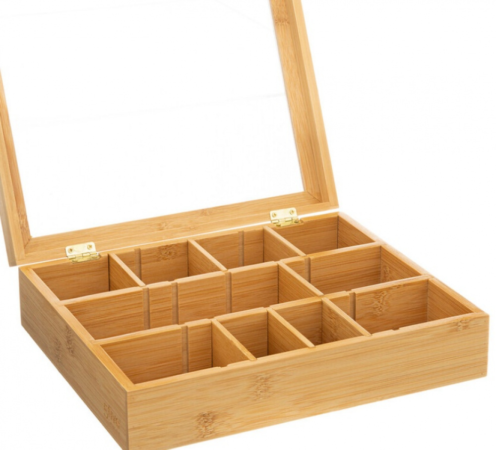 Förvaringslåda för Sortering, LARGE BAMBOO TEA BOX, 28 x 23 x H 7 cm, Natur i gruppen Förvaring / Köksförvaring / Förvaringslådor och burkar hos SmartaSaker.se (40798)