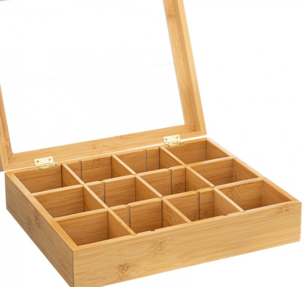 Förvaringslåda för Sortering, LARGE BAMBOO TEA BOX, 28 x 23 x H 7 cm, Natur i gruppen Förvaring / Köksförvaring / Förvaringslådor och burkar hos SmartaSaker.se (40798)