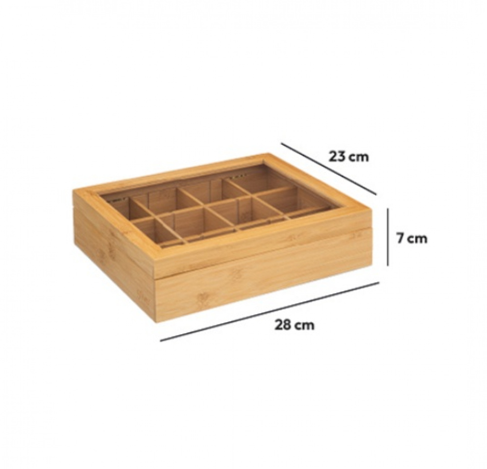 Förvaringslåda för Sortering, LARGE BAMBOO TEA BOX, 28 x 23 x H 7 cm, Natur i gruppen Förvaring / Köksförvaring / Förvaringslådor och burkar hos SmartaSaker.se (40798)