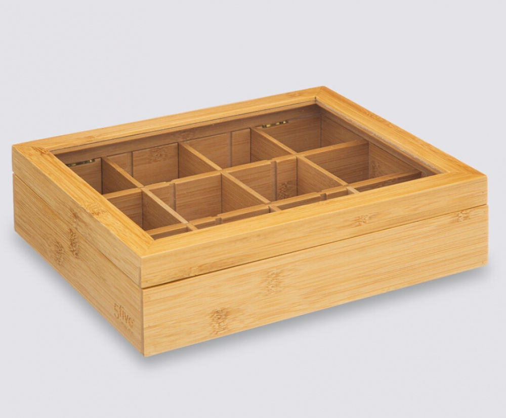 Förvaringslåda för Sortering, LARGE BAMBOO TEA BOX, 28 x 23 x H 7 cm, Natur i gruppen Förvaring / Köksförvaring / Förvaringslådor och burkar hos SmartaSaker.se (40798)
