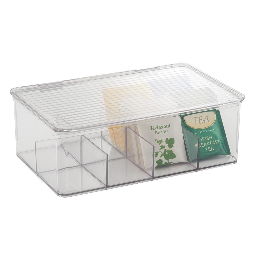Förvaringslåda för Sortering, Tepåsar, 8 fack, ID CABINET BIN, 27,3 x 18,4 x H9,5cm, Transparent i gruppen Förvaring / Köksförvaring / Förvaringslådor och burkar hos SmartaSaker.se (40800)