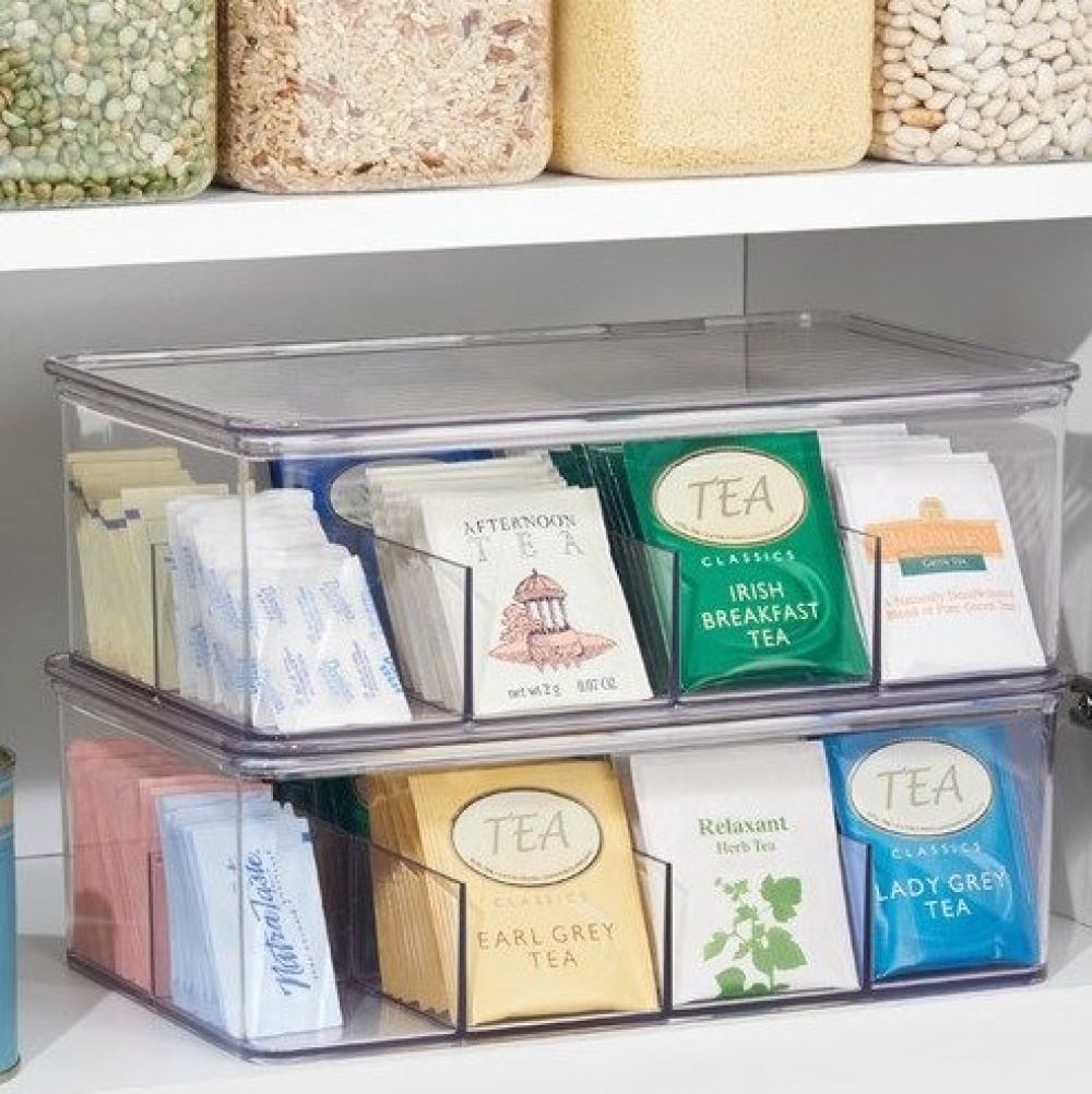 Förvaringslåda för Sortering, Tepåsar, 8 fack, ID CABINET BIN, 27,3 x 18,4 x H9,5cm, Transparent i gruppen Förvaring / Köksförvaring / Förvaringslådor och burkar hos SmartaSaker.se (40800)