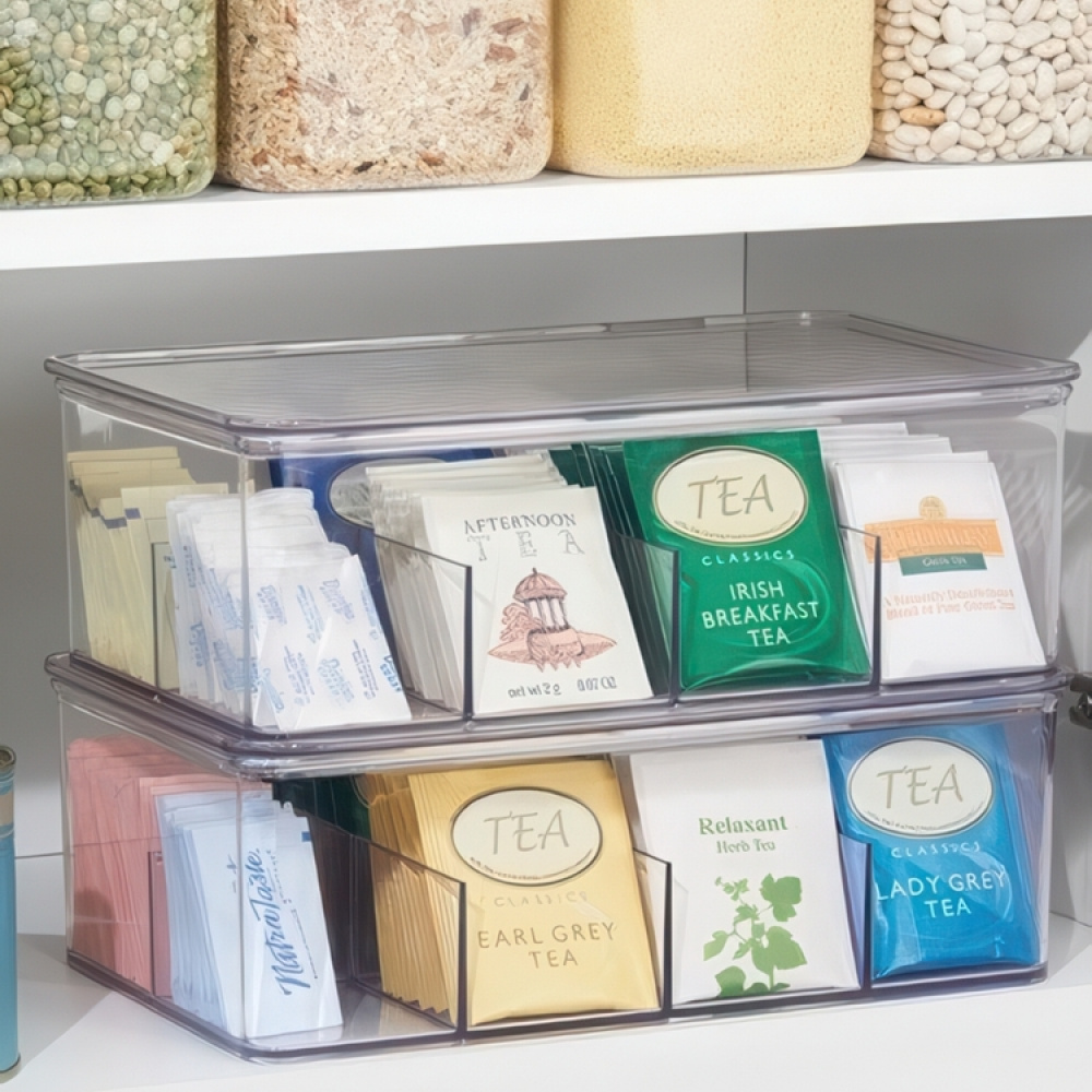 Förvaringslåda för Sortering, Tepåsar, 8 fack, ID CABINET BIN, 27,3 x 18,4 x H9,5cm, Transparent i gruppen Förvaring / Köksförvaring / Förvaringsburkar hos SmartaSaker.se (40800)