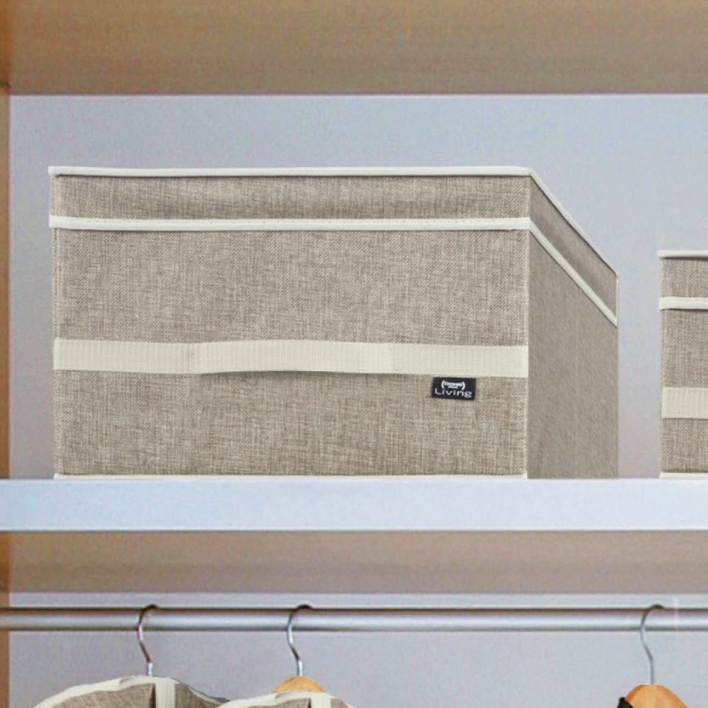 Förvaringslåda i tyg, med lock, MAISON LARGE, 50 x 38 x H 24 cm, Sand i gruppen Förvaring / Förvaringslådor hos SmartaSaker.se (40805)