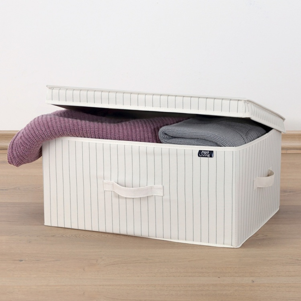 Förvaringslåda i tyg, Rektangulär, TIVOLI COLLECTION, 50 x 38 x H 24 cm, Off White i gruppen Förvaring / Förvaringslådor hos SmartaSaker.se (40808)