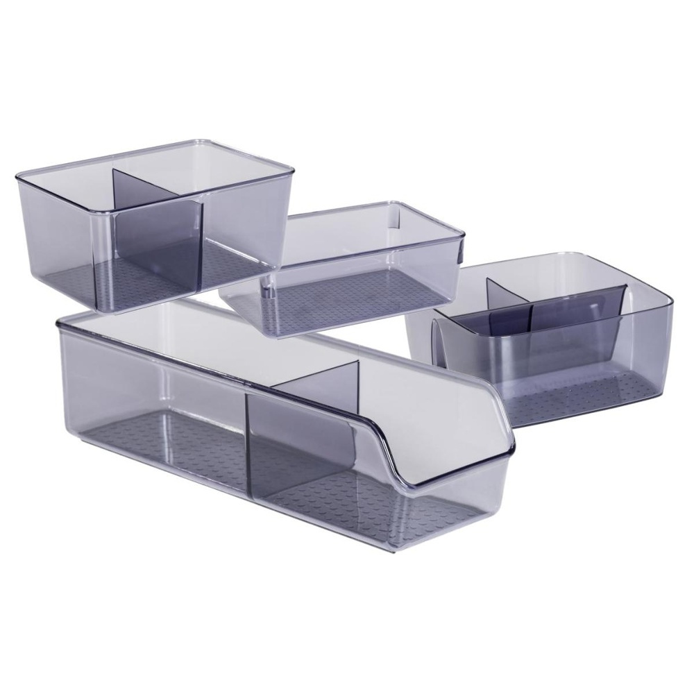 Förvaringslåda med avdelare, SAN DIEGO, 22,3 x 15,3, x H 10,5 cm, Transparent grå i gruppen Förvaring / Förvaringslådor hos SmartaSaker.se (40810)