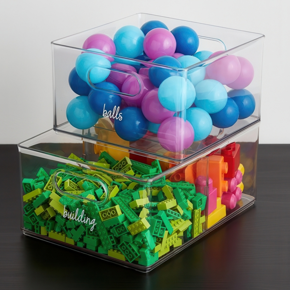 Förvaringslåda med avdelare, THE HOME EDIT ALL PURPOSE BIN, 25x 34 x H15 cm, Transparent i gruppen Förvaring / Köksförvaring / Kylskåpsförvaring hos SmartaSaker.se (40811)