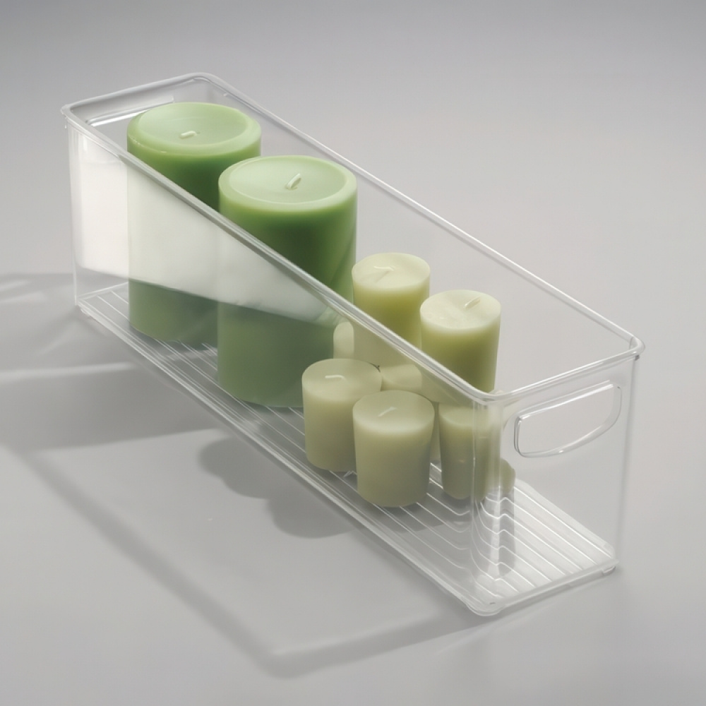 Förvaringslåda med handtag, Långsmal, KITCHEN BINZ, 10,2 x 40,6 x H12,7 cm, Transparent i gruppen Förvaring / Köksförvaring / Kylskåpsförvaring hos SmartaSaker.se (40819)