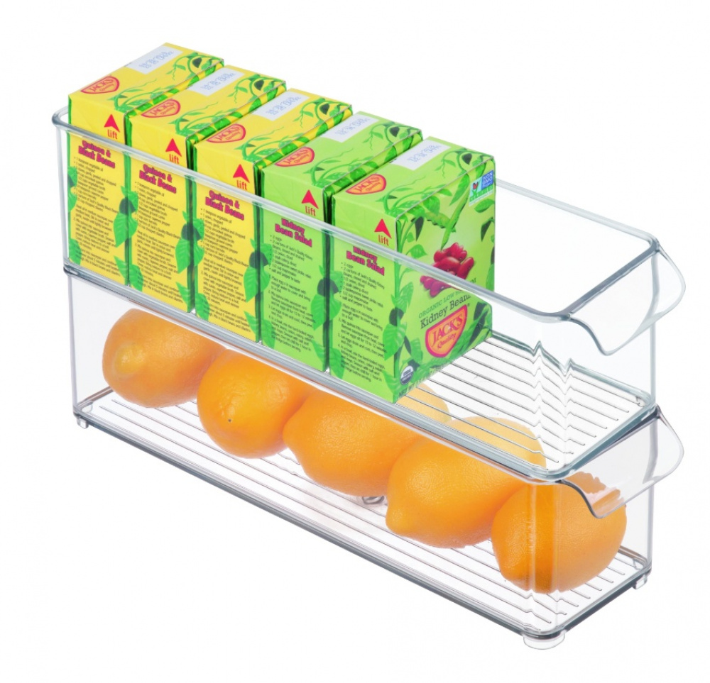 Förvaringslåda med handtag, Långsmal, Stapelbar, PULLZ BINZ, 10 x 37 x H 10 cm , Transparent i gruppen Förvaring / Köksförvaring / Förvaringslådor och burkar hos SmartaSaker.se (40820)