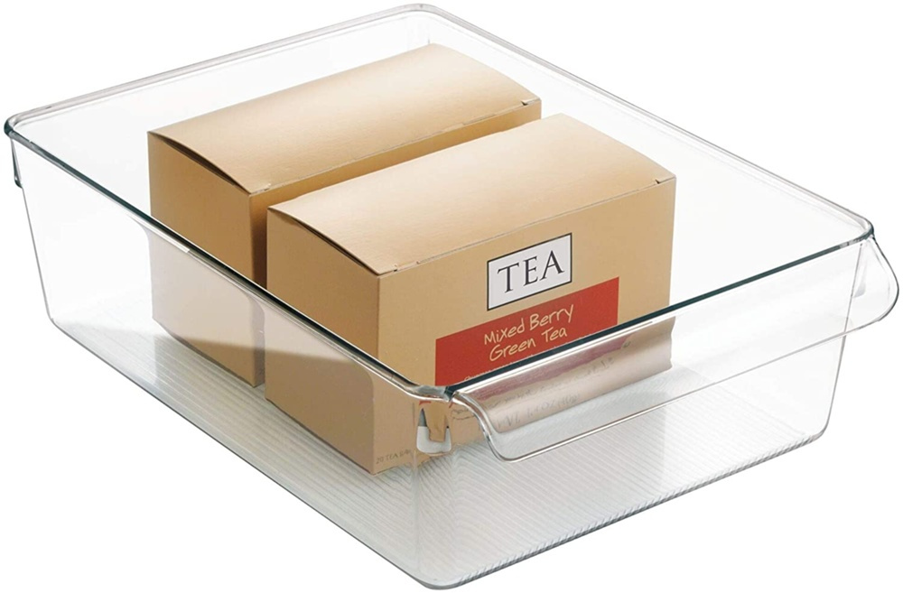 Förvaringslåda med handtag, PULLZ LARGE ORGANISER, 29,2 x 20,3 x H 9 cm, Transparent i gruppen Förvaring / Köksförvaring / Kylskåpsförvaring hos SmartaSaker.se (40821)
