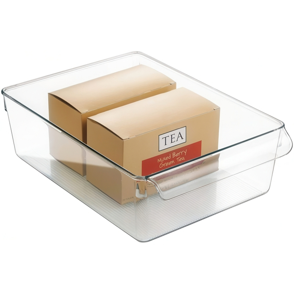 Förvaringslåda med handtag, PULLZ LARGE ORGANISER, 29,2 x 20,3 x H 9 cm, Transparent i gruppen Förvaring / Köksförvaring / Kylskåpsförvaring hos SmartaSaker.se (40821)