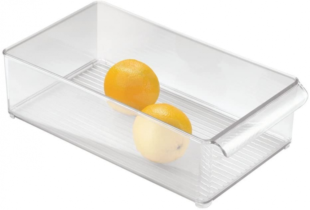 Förvaringslåda med handtag, Stapelbar, PULLZ BINZ, 20 x 37 x H 10 cm , Transparent i gruppen Förvaring / Köksförvaring / Kylskåpsförvaring hos SmartaSaker.se (40824)