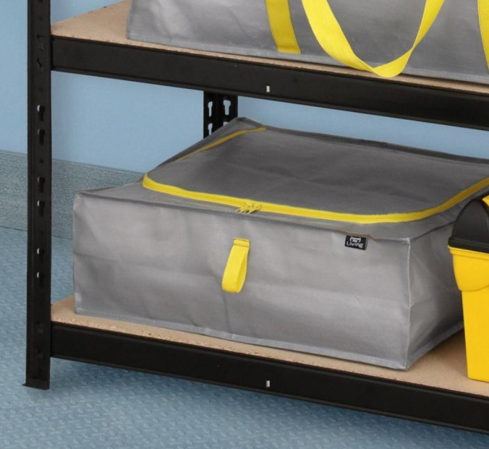 Förvaringslåda, Extra Stark, 45 L TAURUS SUPER TOUGH SMALL, 55 x 45 x H 18 cm, Silvergrå / Gul i gruppen Förvaring / Förvaringslådor hos SmartaSaker.se (40831)