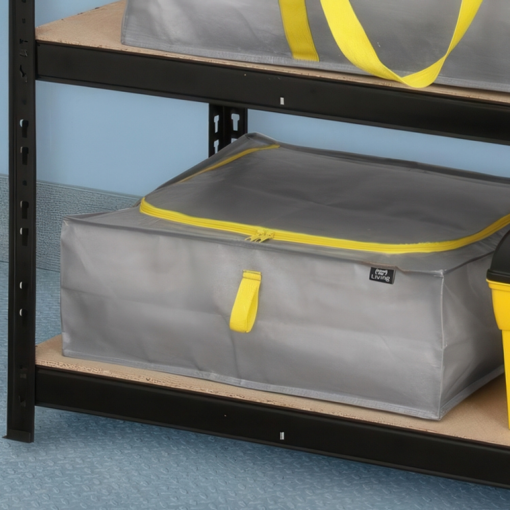 Förvaringslåda, Extra Stark, 45 L TAURUS SUPER TOUGH SMALL, 55 x 45 x H 18 cm, Silvergrå / Gul i gruppen Förvaring / Förvaringslådor hos SmartaSaker.se (40831)