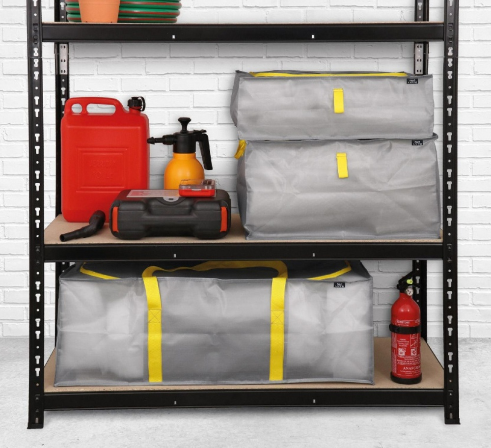 Förvaringslåda, Extra Stark, 45 L TAURUS SUPER TOUGH SMALL, 55 x 45 x H 18 cm, Silvergrå / Gul i gruppen Förvaring / Förvaringslådor hos SmartaSaker.se (40831)