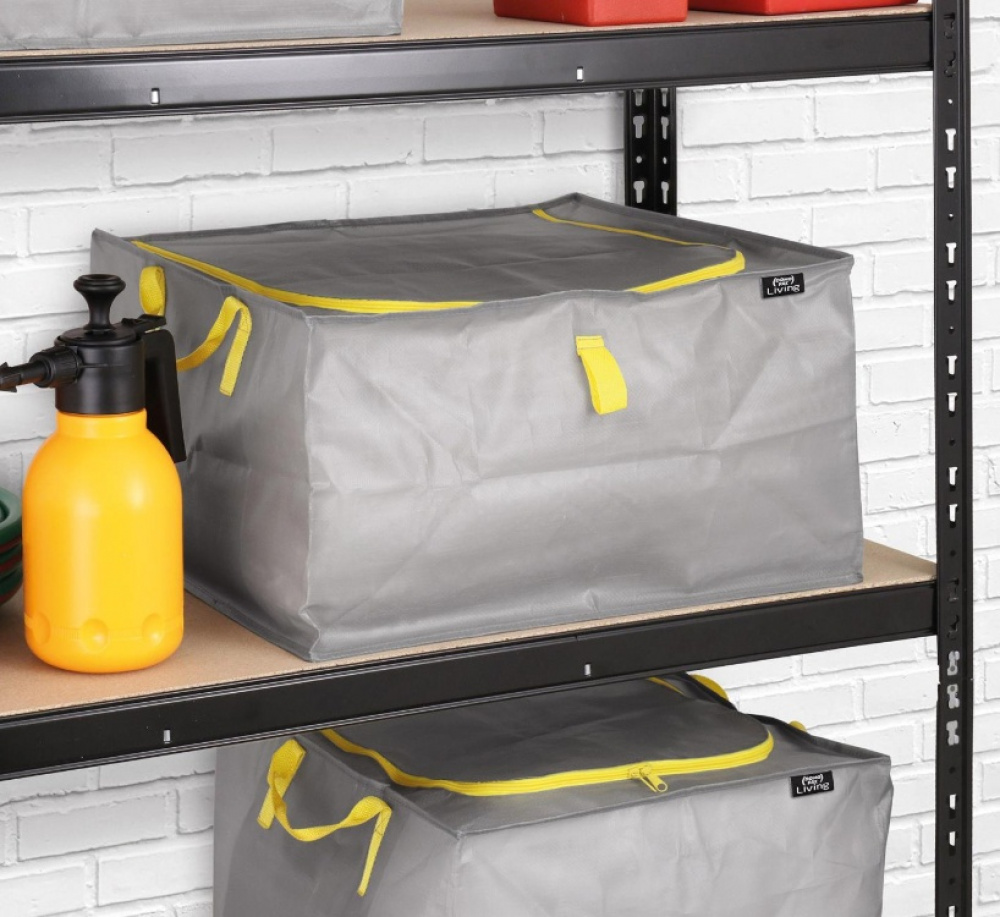 Förvaringslåda, Extra Stark, 70 L TAURUS SUPER TOUGH MEDIUM, 55 x 45 x H 30 cm, Silvergrå / Gul i gruppen Förvaring / Förvaringslådor hos SmartaSaker.se (40832)
