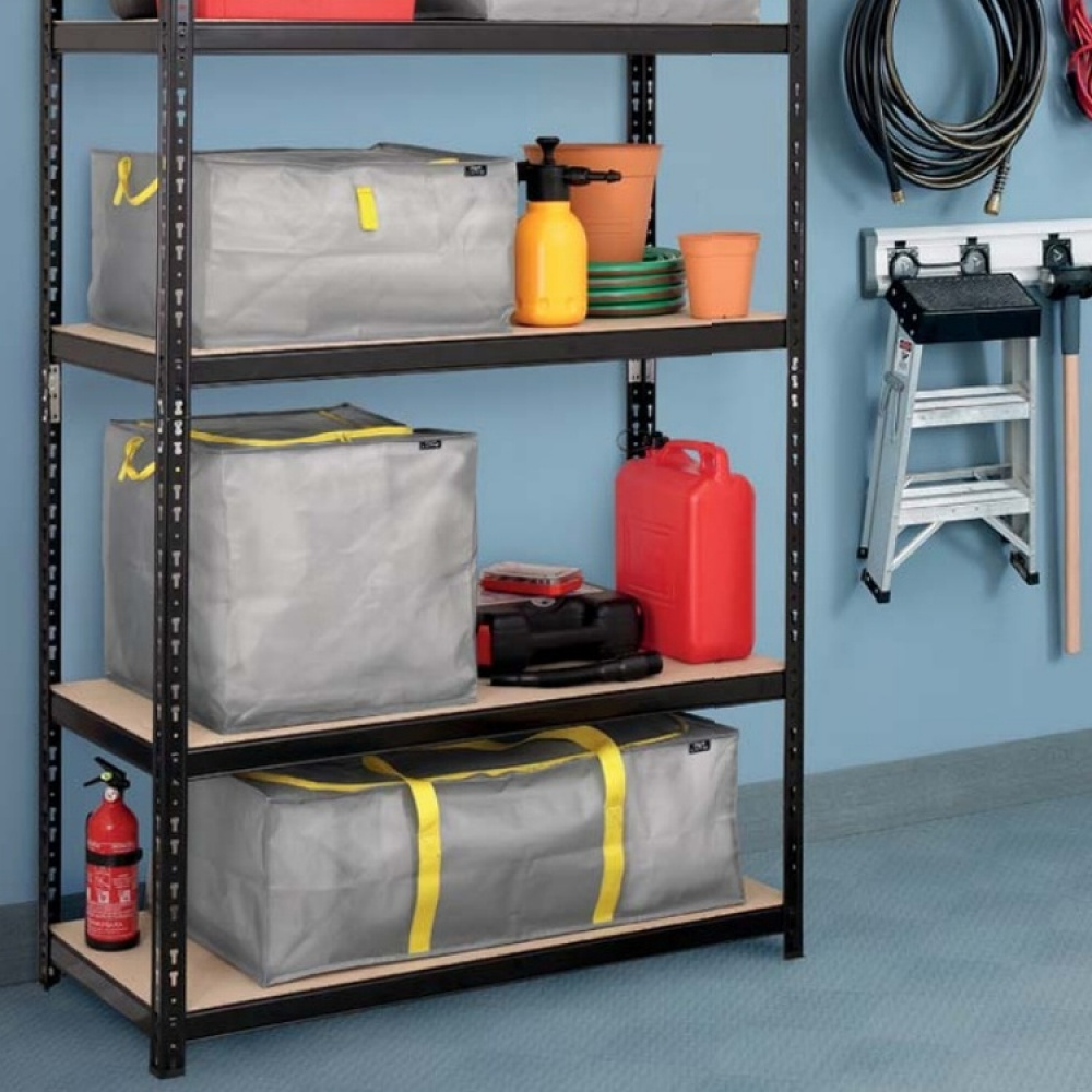 Förvaringslåda, Extra Stark, 90 L TAURUS SUPER TOUGH LARGE, 45 x 45 x H 45 cm, Silvergrå / Gul i gruppen Förvaring / Förvaringslådor hos SmartaSaker.se (40833)