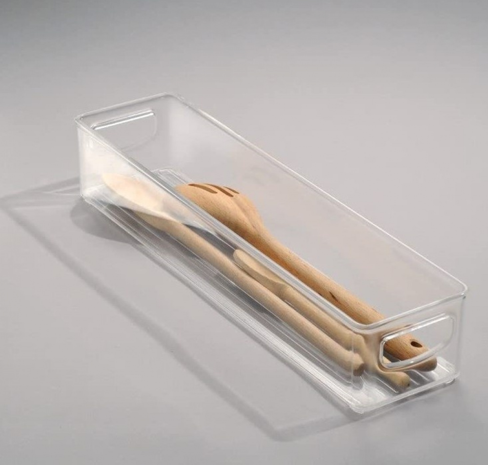 Förvaringslåda, Långsmal, Stapelbar, Låg. ID CABINET BIN, 10,2 x 40,6 x H7,6 cm, Transparent i gruppen Förvaring / Förvaringslådor hos SmartaSaker.se (40844)