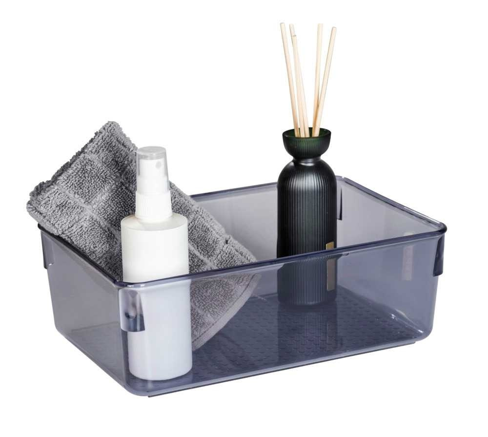 Förvaringslåda, SAN DIEGO, 24,4 x 16,3, x H 8,5 cm, Transparent grå i gruppen Förvaring / Förvaringslådor hos SmartaSaker.se (40852)