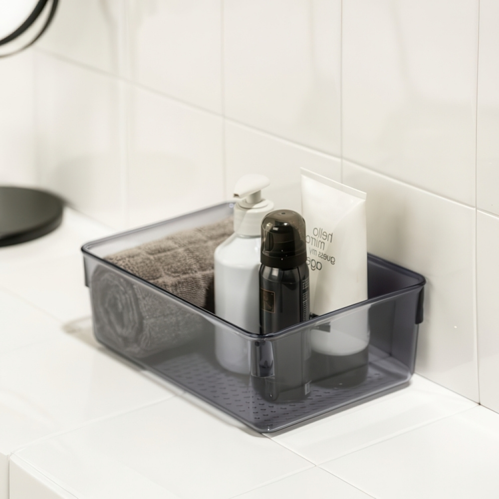 Förvaringslåda, SAN DIEGO, 24,4 x 16,3, x H 8,5 cm, Transparent grå i gruppen Förvaring / Förvaringslådor hos SmartaSaker.se (40852)