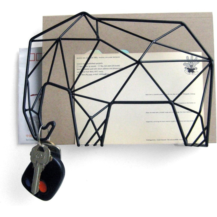 Förvaringsställ i metall, stående eller vägghängd, ELEPHANT, 20 x 9 x H 15 cm, Svart i gruppen Förvaring / Hallförvaring / Krokar och hängare hos SmartaSaker.se (40871)