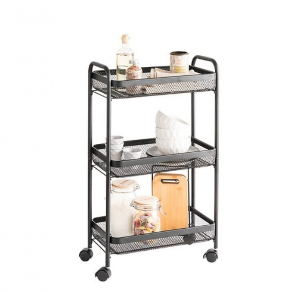 Förvaringsvagn i metall, MAYAJ BASKET TROLLEY, 46,5 x 26,5 x H 79 cm, Svart i gruppen Förvaring / Köksförvaring hos SmartaSaker.se (40883)