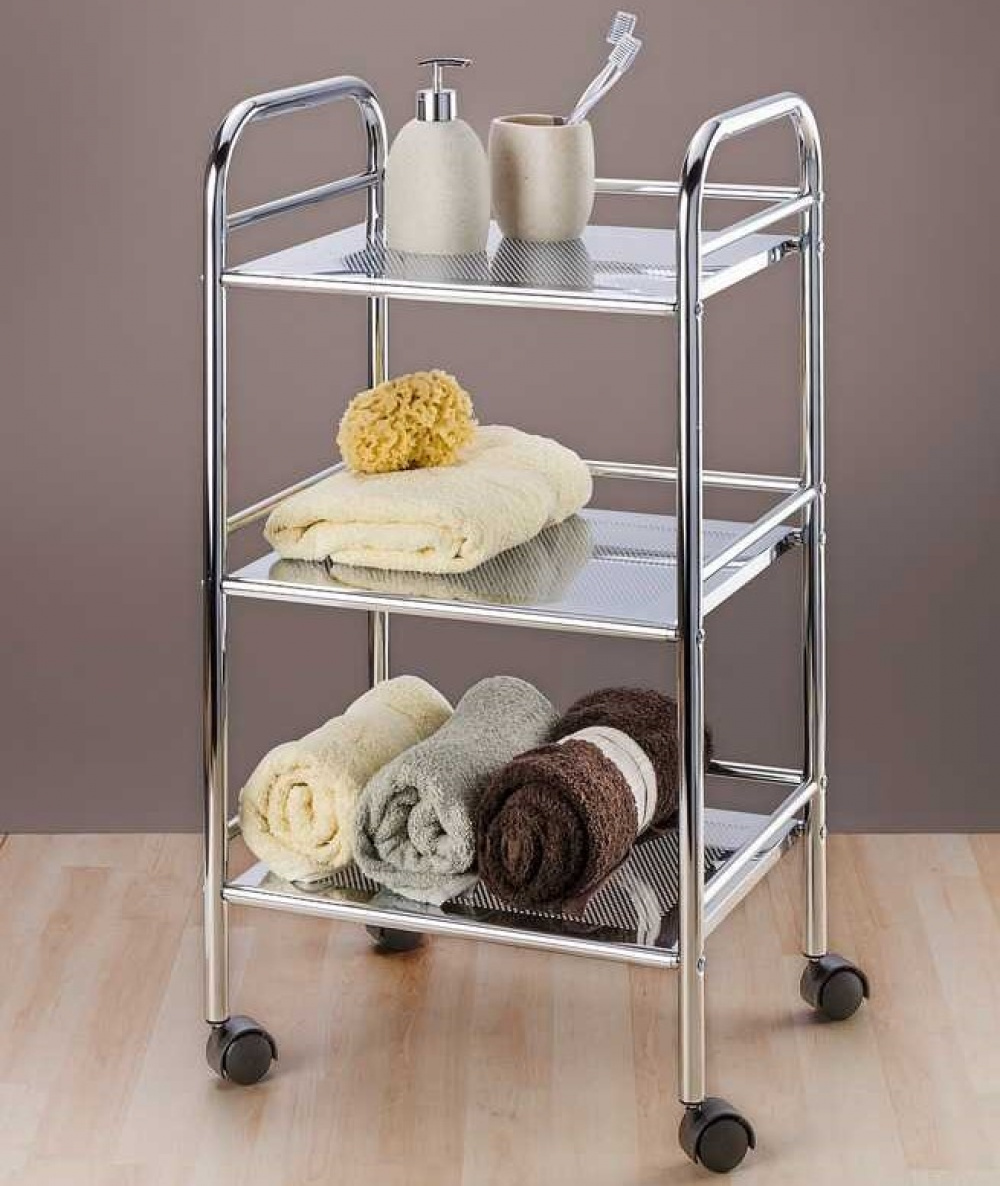 Förvaringsvagn med 3 hyllor, CHROME HOUSHOLD TROLLEY, 41 x 32 x H 75 cm, Krom i gruppen Förvaring / Köksförvaring hos SmartaSaker.se (40884)
