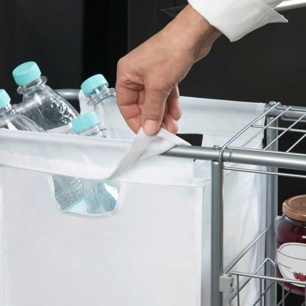 Förvaringsvagn med tvättsäck, COLLECTION TROLLEY, 58 x 20 x H 80 cm, Silvergrå i gruppen Förvaring / Tvätt och tork / Tvättkorgar hos SmartaSaker.se (40885)