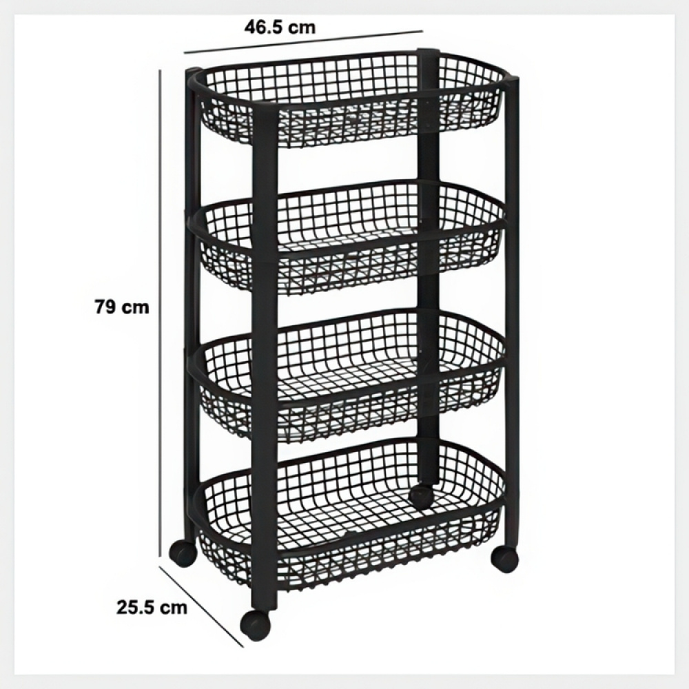 Förvaringsvagn, 4 TIERS BASKETS TROLLEY, 46,5 x 25,5 x H 79 cm i gruppen Förvaring / Badrumsförvaring hos SmartaSaker.se (40886)