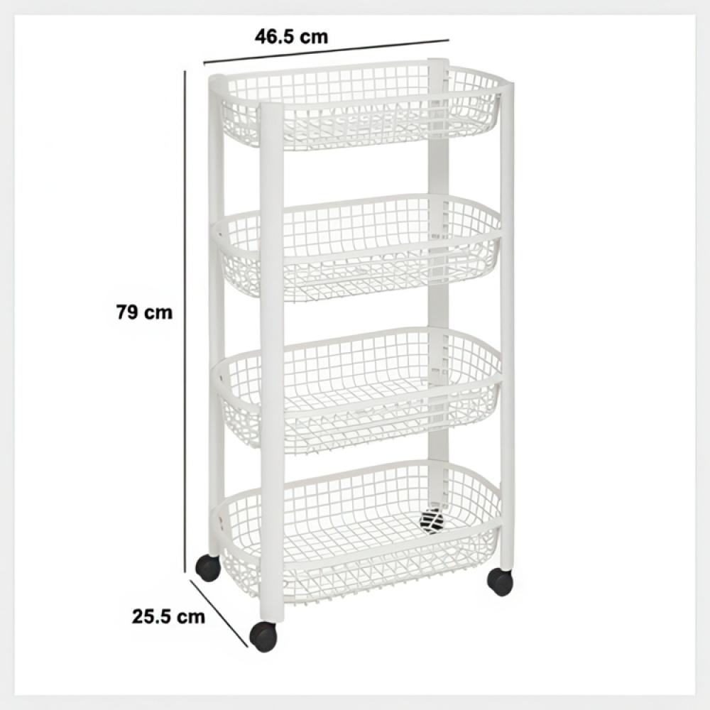 Förvaringsvagn, 4 TIERS BASKETS TROLLEY, 46,5 x 25,5 x H 79 cm i gruppen Förvaring / Badrumsförvaring hos SmartaSaker.se (40886)