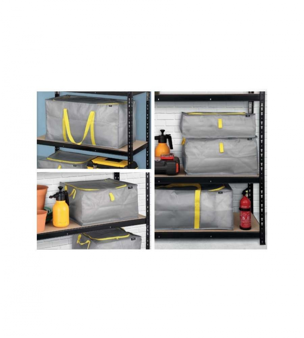 Förvaringsväska, Extra Stark, 180 L TAURUS SUPER TOUGH XXL, 90 x 45 x H 45 cm, Silvergrå / Gul i gruppen Förvaring / Förråd- och garageförvaring / Förvaringsväskor hos SmartaSaker.se (40894)