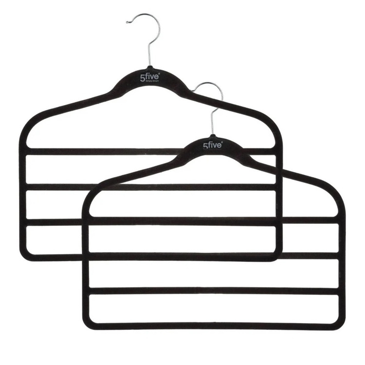 Galgar för 4 par byxor, 2 st, VELVET PANT HANGERS, 45 cm, Svart i gruppen Förvaring / Garderobsförvaring / Galgar och hängare hos SmartaSaker.se (40899)