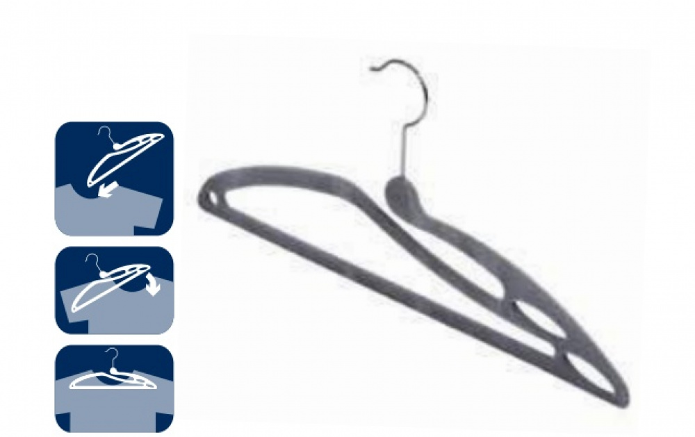 Galgar för T-shirts, 3 st, NO STRETCH HANGER, 41 cm, Grå i gruppen Förvaring / Garderobsförvaring / Galgar och hängare hos SmartaSaker.se (40904)