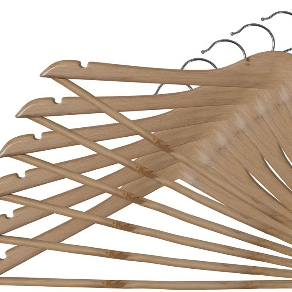 Galgar i trä, 6 st, BIG PACK MISTER COAT HANGERS, 44 cm, Natur i gruppen Förvaring / Garderobsförvaring / Galgar och hängare hos SmartaSaker.se (40910)