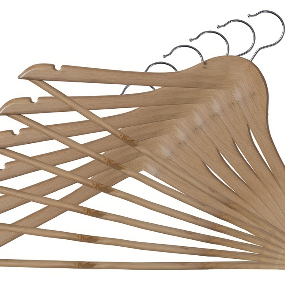 Galgar i trä, 6 st, BIG PACK MISTER COAT HANGERS, 44 cm, Natur i gruppen Förvaring / Garderobsförvaring / Galgar och hängare hos SmartaSaker.se (40910)