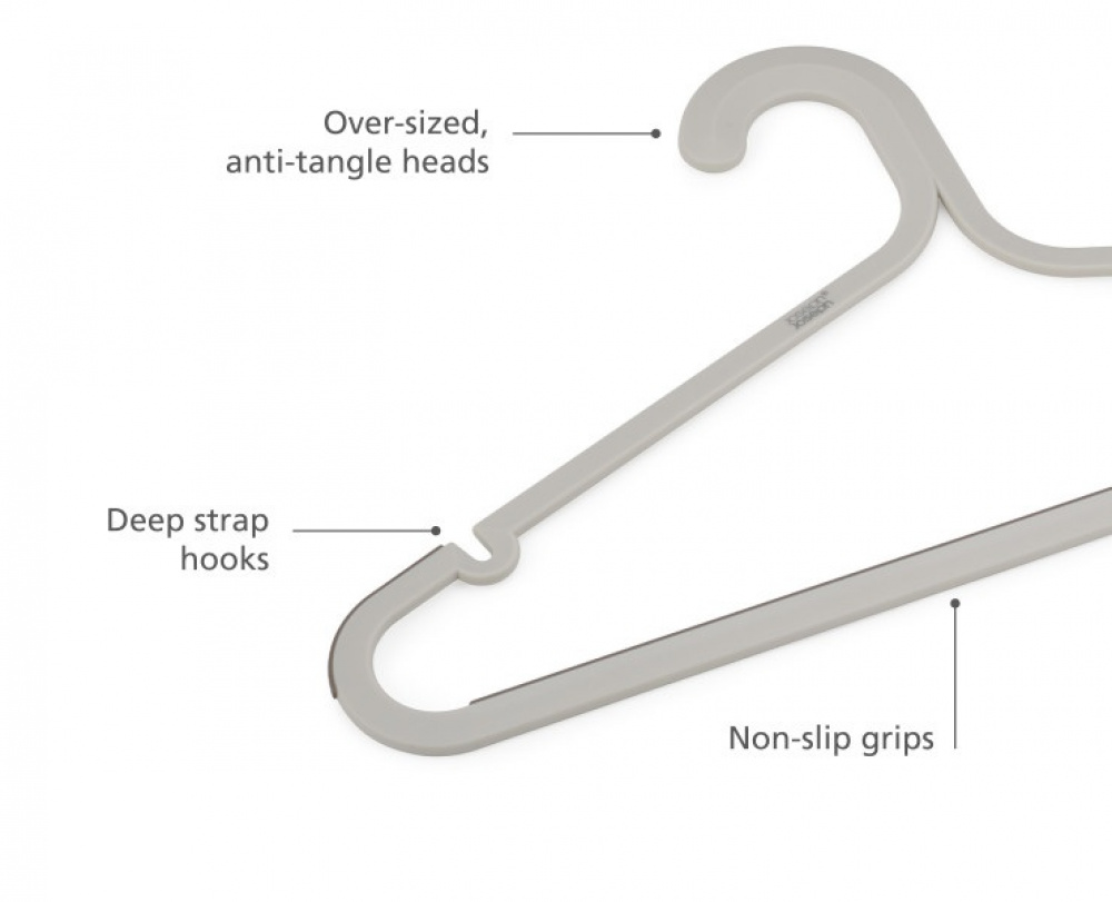Galgar, Anti slip, 5 st, ORDERLY ANTI-TANGLE, Joseph Joseph, 41,5 cm, Grå-Beige i gruppen Förvaring / Garderobsförvaring / Galgar och hängare hos SmartaSaker.se (40916)