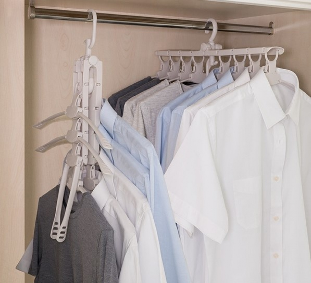 Galgar, Platsbesparande, HANG IT 8-in-1 HANGER, Grå i gruppen Förvaring / Garderobsförvaring / Galgar och hängare hos SmartaSaker.se (40917)