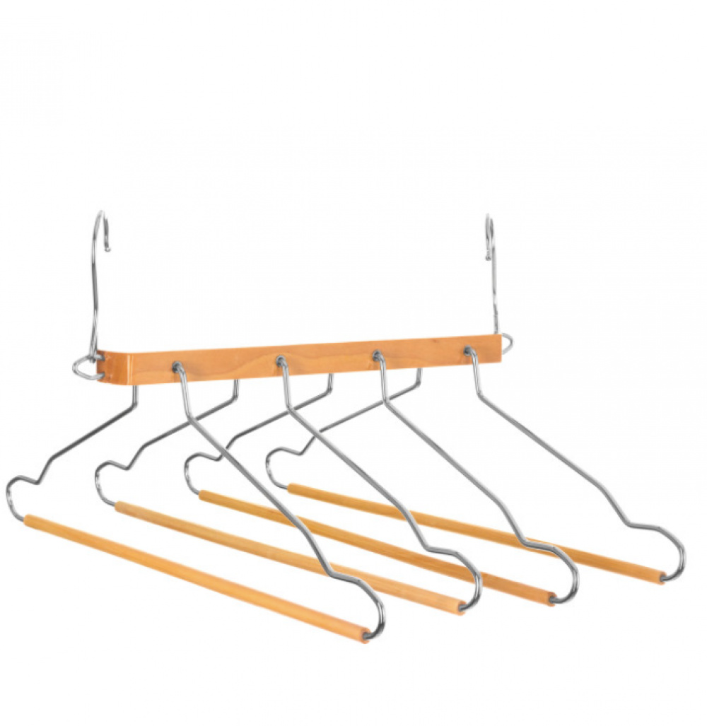 Galge för 4 par byxor / skjortor, CASCADE WOOD HANGER, Natur i gruppen Förvaring / Garderobsförvaring / Galgar och hängare hos SmartaSaker.se (40924)
