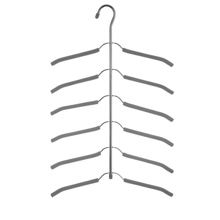 Galge för 6 Skjortor, SOFT CASCADE HANGER, 37 cm, Silver / Grå i gruppen Förvaring / Garderobsförvaring / Galgar och hängare hos SmartaSaker.se (40929)