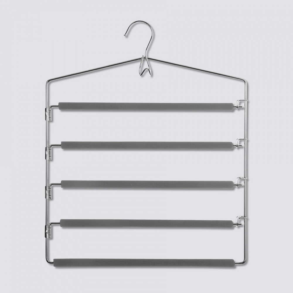 Galge i metall för 5 par byxor, SOFT CINTRES PANTALON, 37,5 x H 45 cm, Silver / Grå i gruppen Förvaring / Garderobsförvaring / Galgar och hängare hos SmartaSaker.se (40960)