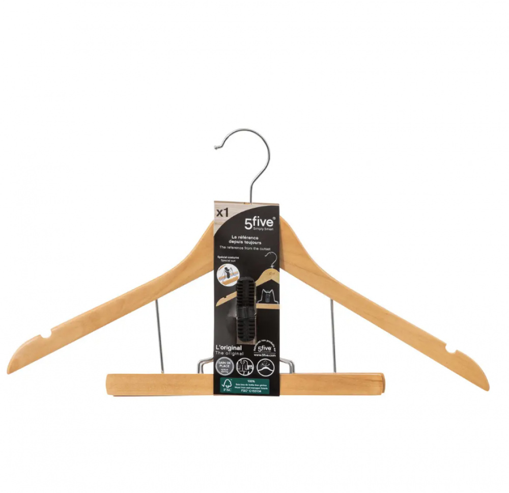 Galge i trä för kostym, SUIT HANGER, 44,5 cm, Natur i gruppen Förvaring / Garderobsförvaring / Galgar och hängare hos SmartaSaker.se (40969)
