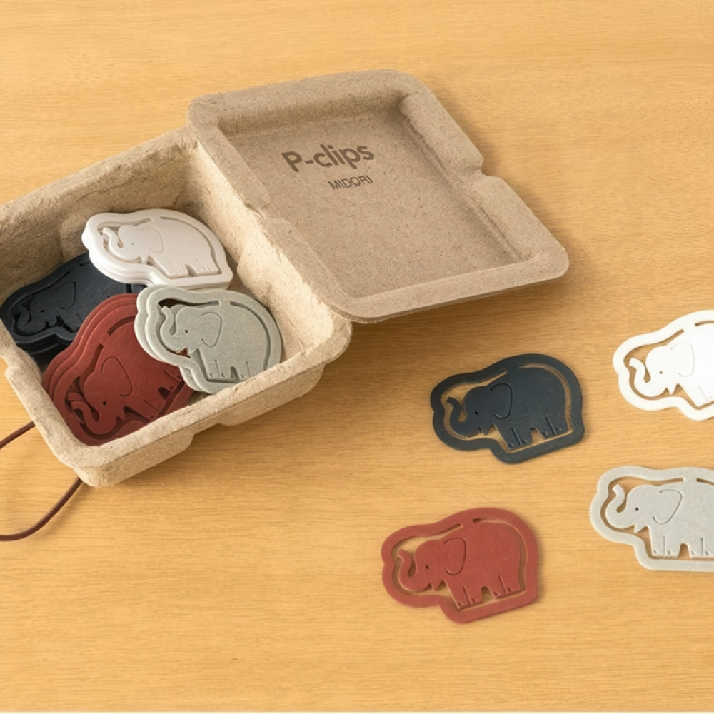 Gem av återvunnen papp, Elefanter, 16 st, P-CLIPS - PAPER ELEPHANTS, Midori, Mix i gruppen Förvaring / Kontorsmaterial hos SmartaSaker.se (40989)