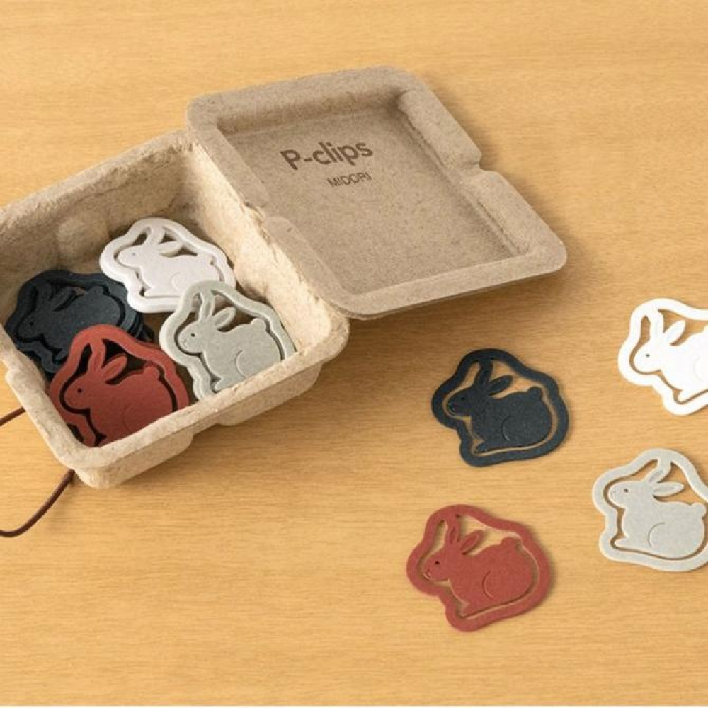 Gem av återvunnen papp, Kaniner, 16 st, P-CLIPS - PAPER RABBITS, Midori, Mix i gruppen Förvaring / Kontorsmaterial hos SmartaSaker.se (40990)
