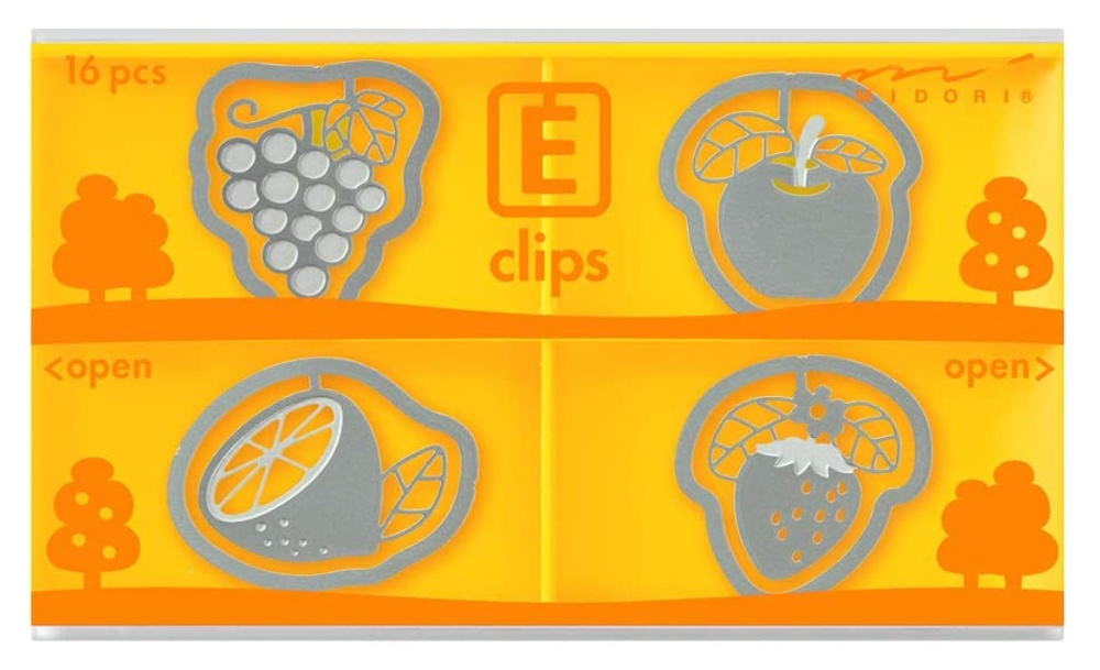Gem i form av frukter E-CLIPS - FRUIT, 16 st, Midori, Silver i gruppen Förvaring / Kontorsmaterial hos SmartaSaker.se (40992)
