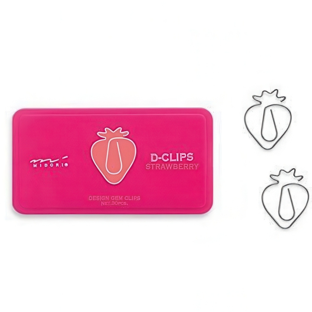 Gem, jordgubbar, 30 st, D-CLIPS STRAWBERRY, Midori, Rosa / silver i gruppen Förvaring / Kontorsmaterial hos SmartaSaker.se (41000)