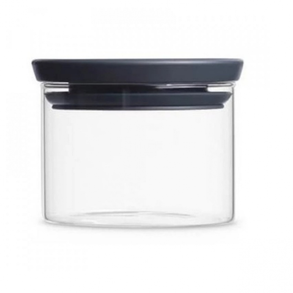 Glasburk 0,3L, STACKABLE SMALL JAR, Ø 10,4 x H 8,5 cm, Brabantia, Klar / Mörkgrå i gruppen Förvaring / Köksförvaring / Förvaringslådor och burkar / Brabantia hos SmartaSaker.se (41003)