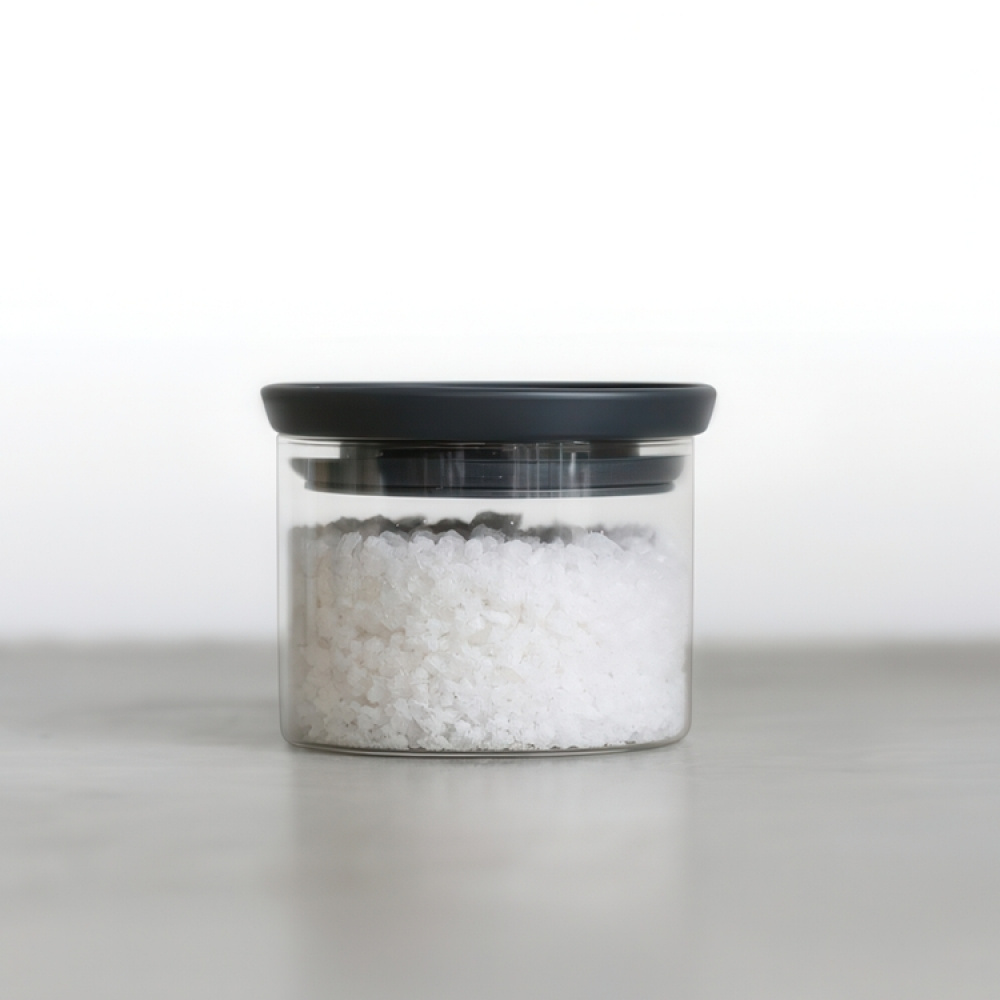 Glasburk 0,3L, STACKABLE SMALL JAR, Ø 10,4 x H 8,5 cm, Brabantia, Klar / Mörkgrå i gruppen Förvaring / Köksförvaring / Förvaringsburkar / Brabantia förvaringsburkar hos SmartaSaker.se (41003)